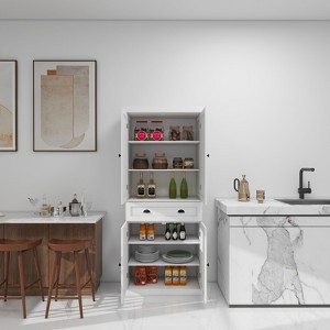 Okak 71" Kitchen Pantry Storage Cabinet with Drawer & 2 Adjustable Shelves, Freestanding Cupboard for Dining/Living Room Laundry - 1 of 4