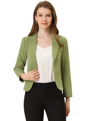 INSPIRE CHIC Women's Open Front Office Long Sleeve Lightweight Printed Floral Crop Suit Blazer