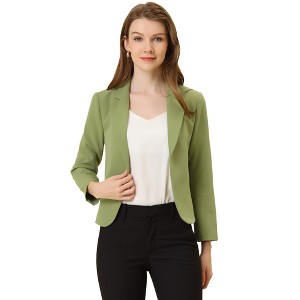 INSPIRE CHIC Women's Open Front Office Long Sleeve Lightweight Printed Floral Crop Suit Blazer - 1 of 4