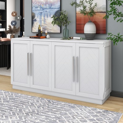 60" Sideboard Buffet Cabinet with Adjustable Shelves, Handles, MDF Storage Cabinet for Kitchen, Dining Room