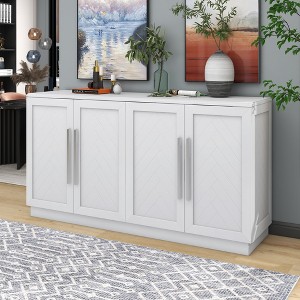 60" Sideboard Buffet Cabinet with Adjustable Shelves, Handles, MDF Storage Cabinet for Kitchen, Dining Room - 1 of 4