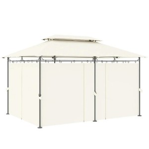 Resenkos Outdoor Garden Gazebo, Sunshade Gazebo Canopy,10' x 13' Double Roof Patio Gazebo, Outdoor Gazebo with Curtains, Cream White - 1 of 4
