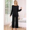 cheibear Women's Lounge Sets Hight-Low Shirt and Wide-leg Pants 2 Piece Pjs Loose Sleepwear Loungewear - 3 of 4
