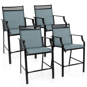 Tangkula Outdoor Counter Stools Set of 4 w/ Footrest & Armrests Metal Frame for Backyard - 1 of 4