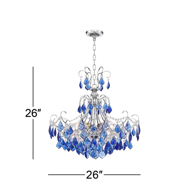 Vienna Full Spectrum Alpine Chrome Chandelier 26" Wide French Blue Crystal 6-Light Fixture for Dining Room House Foyer Kitchen Island Entryway Bedroom, 4 of 10