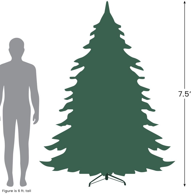 Northlight 7.5' Unlit Artificial Christmas Tree White Glimmer Iridescent Spruce Pencil, 4 of 5