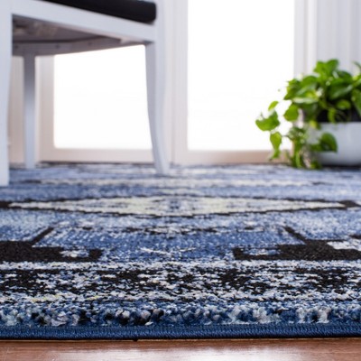 Elysian Blue-Black Hand-Knotted Easy-Care Synthetic Area Rug