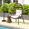 Tangkula PE Wicker Egg Chair Patio Cocoon Lounger w/ Comfortable Cushions & Metal Frame - 2 of 4