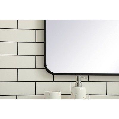 Contemporary Frameless Metal Rectangular Mirror 28x42 in Black