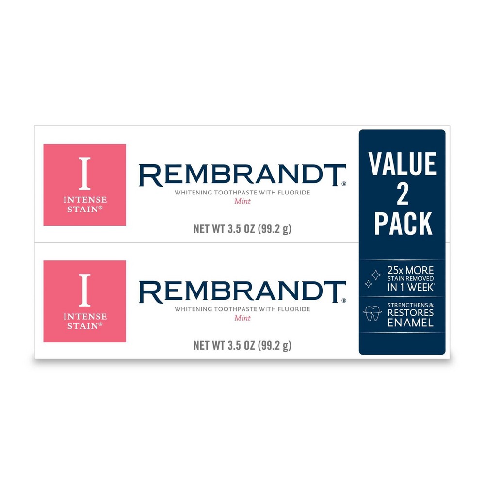 Photos - Toothpaste / Mouthwash Rembrandt Intense Stain Whitening Toothpaste with Fluoride, Removes Tough Stains, Rehardens and Strengthens Enamel - Mint 