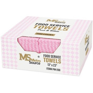 Metro Source 13" x 23" Pink Diamond-Pattern Reusable Foodservice Towels | Low-Lint Cloth-Like 1/4-Fold Wipes for Restaurants & Kitchens 200-Count Case - 1 of 4