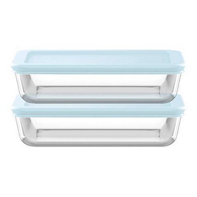 Glass Container Square 3.4 Cup (Square, Blue) (2pk) - Case - 12 Units