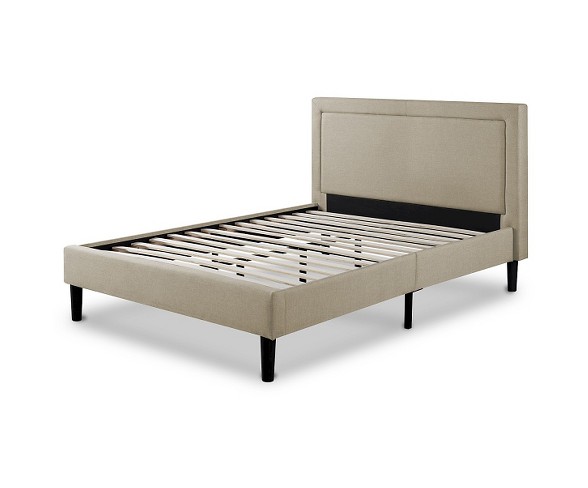 Full Mckenzie Upholstered Detailed Platform Bed with Wooden Slats - Zinus