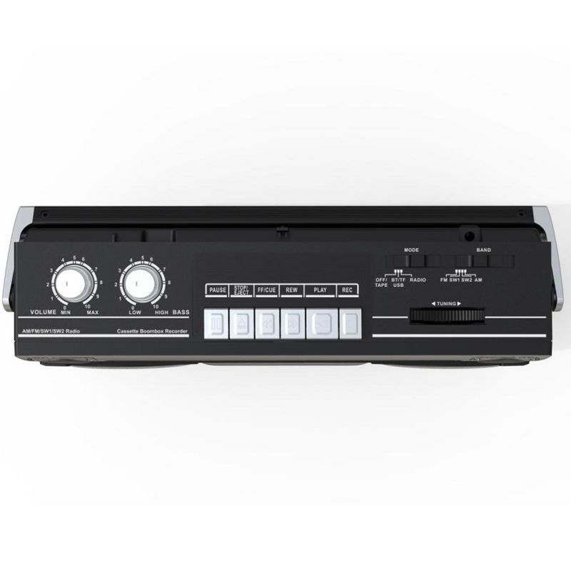 Riptunes Radio Cassette Stereo Boombox With Bluetooth Audio - Black, 3 of 7