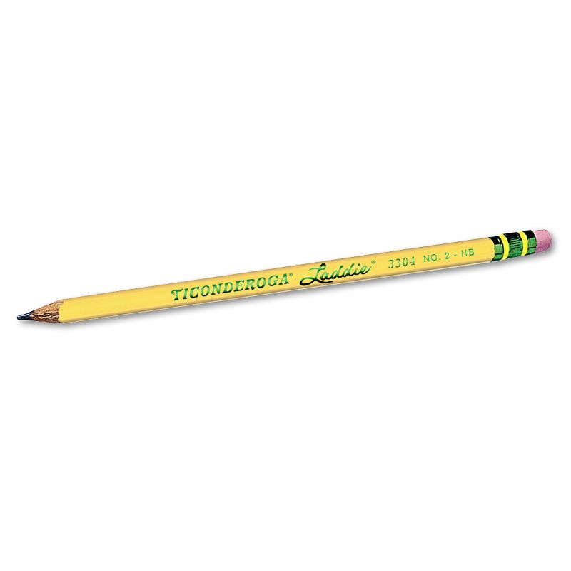 Dixon Ticonderoga Laddie Woodcase Pencil w/ Eraser HB #2 Yellow Dozen 13304, 1 of 3