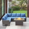 POCASSY All Weather Brown Wicker Outdoor Sectional Sofa with Fire Pit Table, 4PCS Patio Furniture Set with 41" Propane Firepit Table for Outside - 2 of 4
