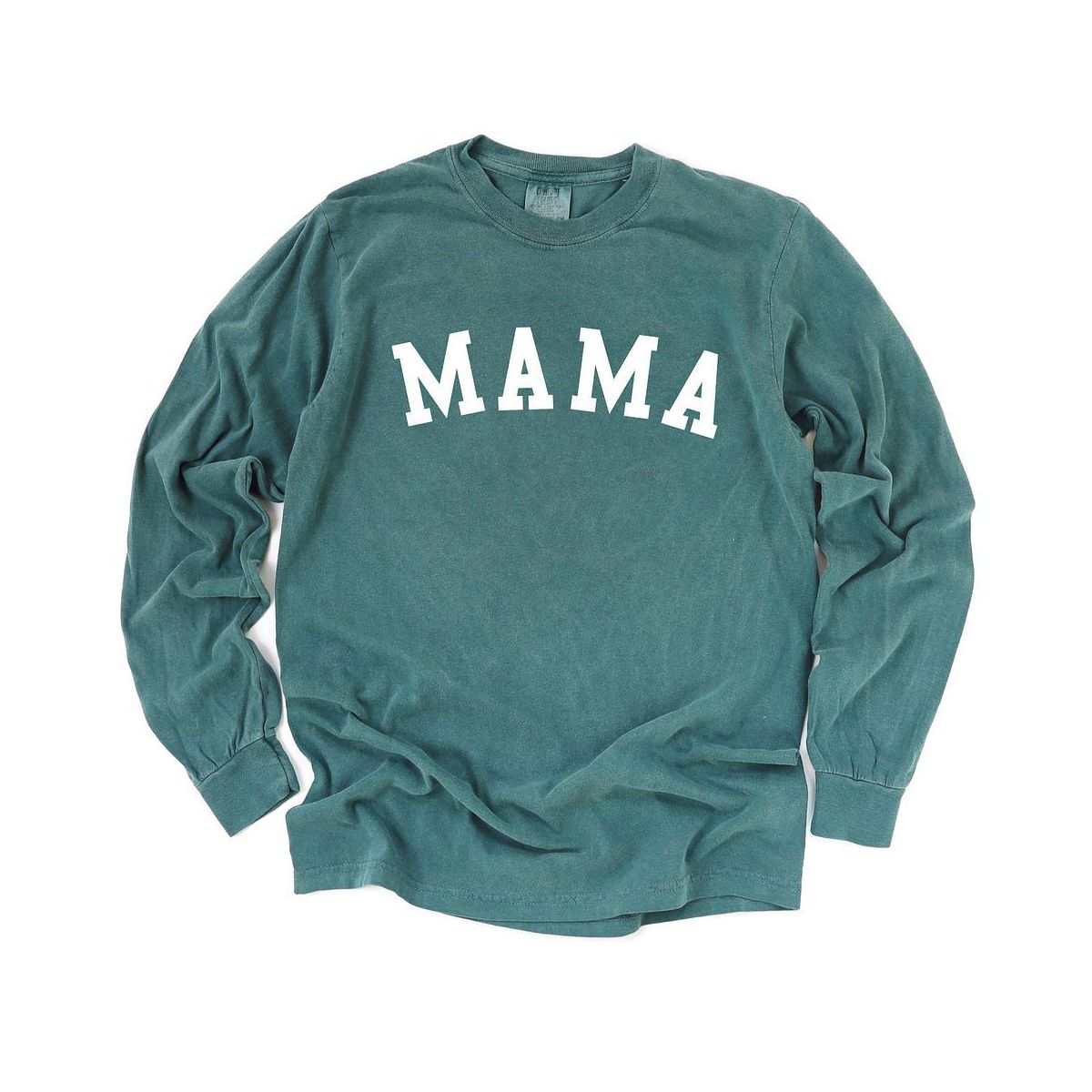 Simply Sage Market Women's Mama Bold Long Sleeve Garment Dyed Tee - L - Bluespruce