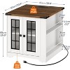 Farmhouse End Table with Charging Station, 23.6" Large End Table for Living Room with Side Shelves - 2 of 4