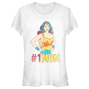 Juniors Womens Wonder Woman Number One Mom T-Shirt - 1 of 4