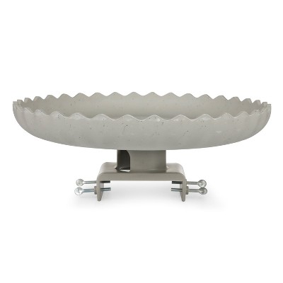 Gray Concrete Scalloped Heated Birdbath with Deck Mount, 2 Pack