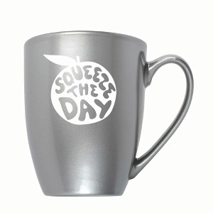 Elanze Designs Squeeze The Day 10 ounce New Bone China Coffee Tea Cup Mug For Your Favorite Morning Brew, Grey - 1 of 4