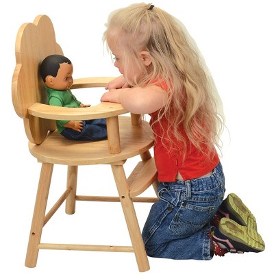 Constructive Playthings Hardwood Doll High Chair – Wooden Doll Feeding Chair with Scalloped Back for Ages 2+ — фото 3