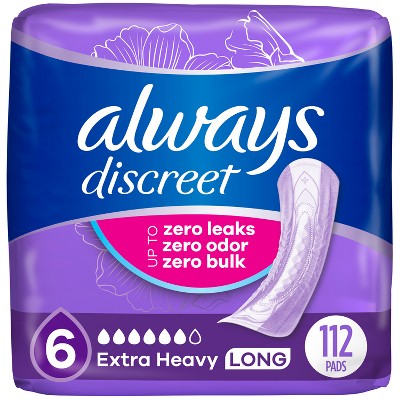 Always Discreet Incontinence and Postpartum Pads  - Extra Heavy Absorbency