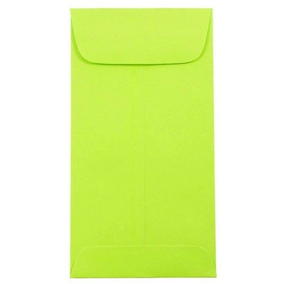 JAM Paper #7 Coin Business Colored Envelopes 3.5 x 6.5 Ultra Lime Green 1526752