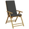 vidaXL Folding Patio Reclining Chairs 2 pcs with Cushions Bamboo - 4 of 4