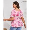 YESFASHION Plus Size Summer Tunic Tops for Women Sweetheart Neck Ruffle Short Sleeve Casual Puff Hemline Blouses - 4 of 4