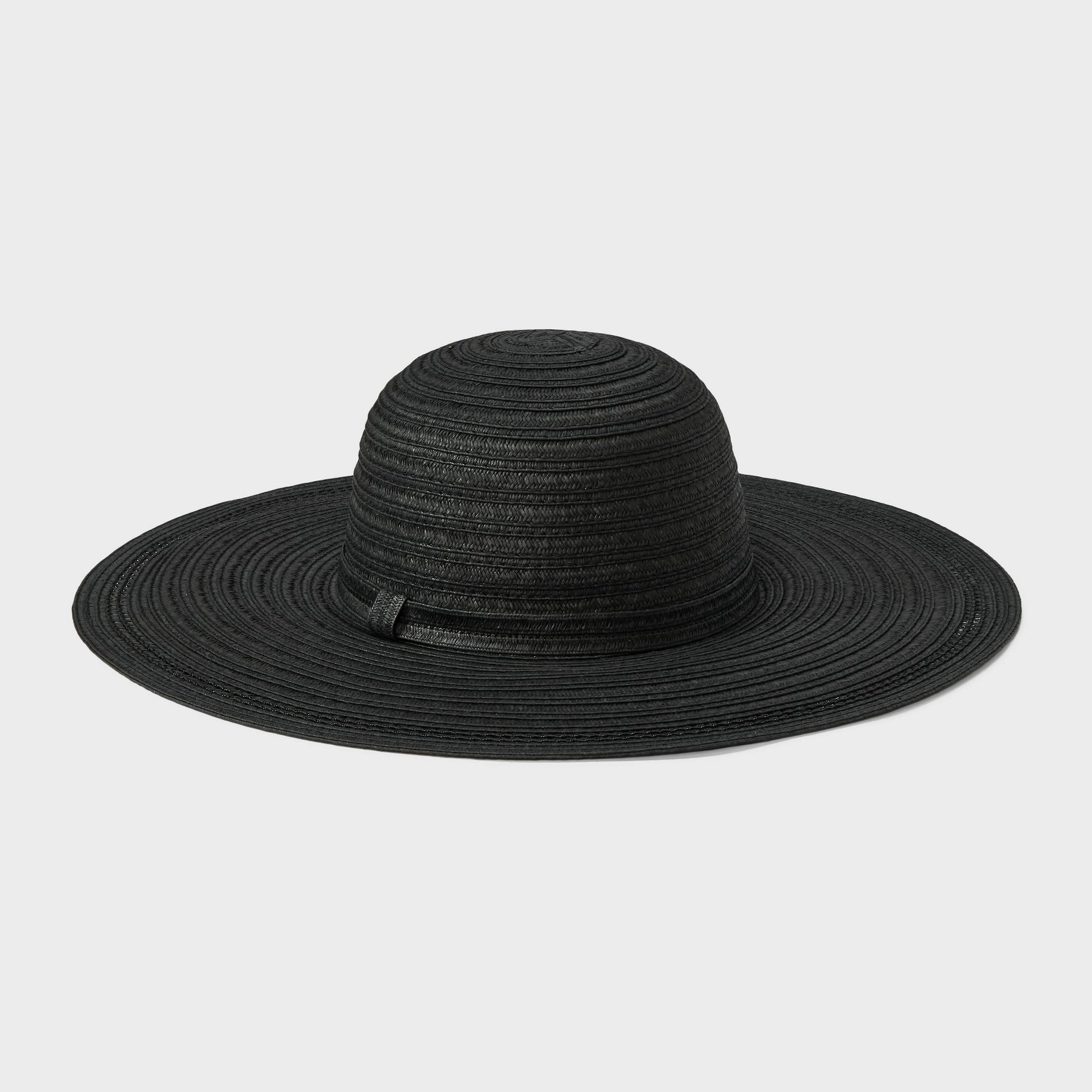 Straw Essential Floppy Hat - Shade & Shore™ Black: Midweight Woven Sun Hat, Adjustable Strap, One Size