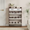 HDZNVF Walnut Colored Shoe Cabinet, 3 Doors and 2 Drawers, Pvc Door Design, Large Storage Space - 3 of 4