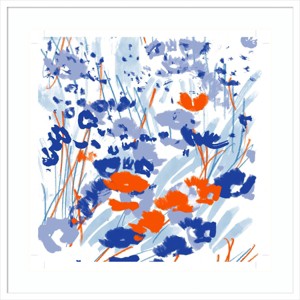 33"x33" Flower Meadow by Jenny Frean Wood Framed Wall Art Print - Amanti Art: Giclee, Botanical Landscape - 1 of 4