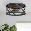 DORESshop 11.8 in.2-Light Industrial Black and Bras Flush Mount Metal Modern Ceiling Light Fixture with E26 Base,Bulb Not Included - 3 of 4
