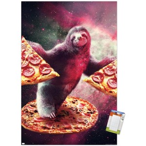 Trends International James Booker - Funny Space Sloth With Pizza Unframed Wall Poster Prints - 1 of 4