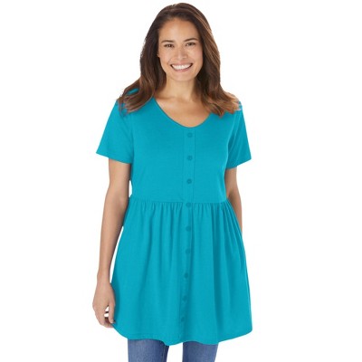 Woman Within Plus Size Short-Sleeve Empire Waist Tunic