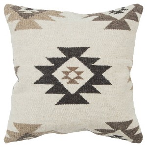 22"x22" Oversize Geometric Poly Filled Square Throw Pillow - Rizzy Home: Southwest Wool, Indoor Decor - 1 of 3