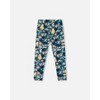 Deux par Deux Girl Stretch Jersey Leggings Green Cat Print - 3 of 4