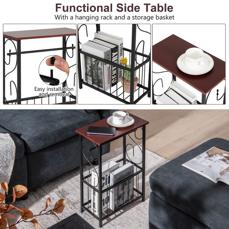 Costway 1PC\2 PCS Side Sofa Narrow Table w/ Removable Paper Holder for Living Room Toilet, 5 of 10