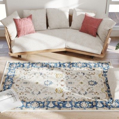 GlasFlength Rugs 4'x6' Vintage Waterproof Extra Large Area Rugs Carpet Non-Slip Rug Pads Washable Rug for Room, Multicolored, 72"*0.3"*48"