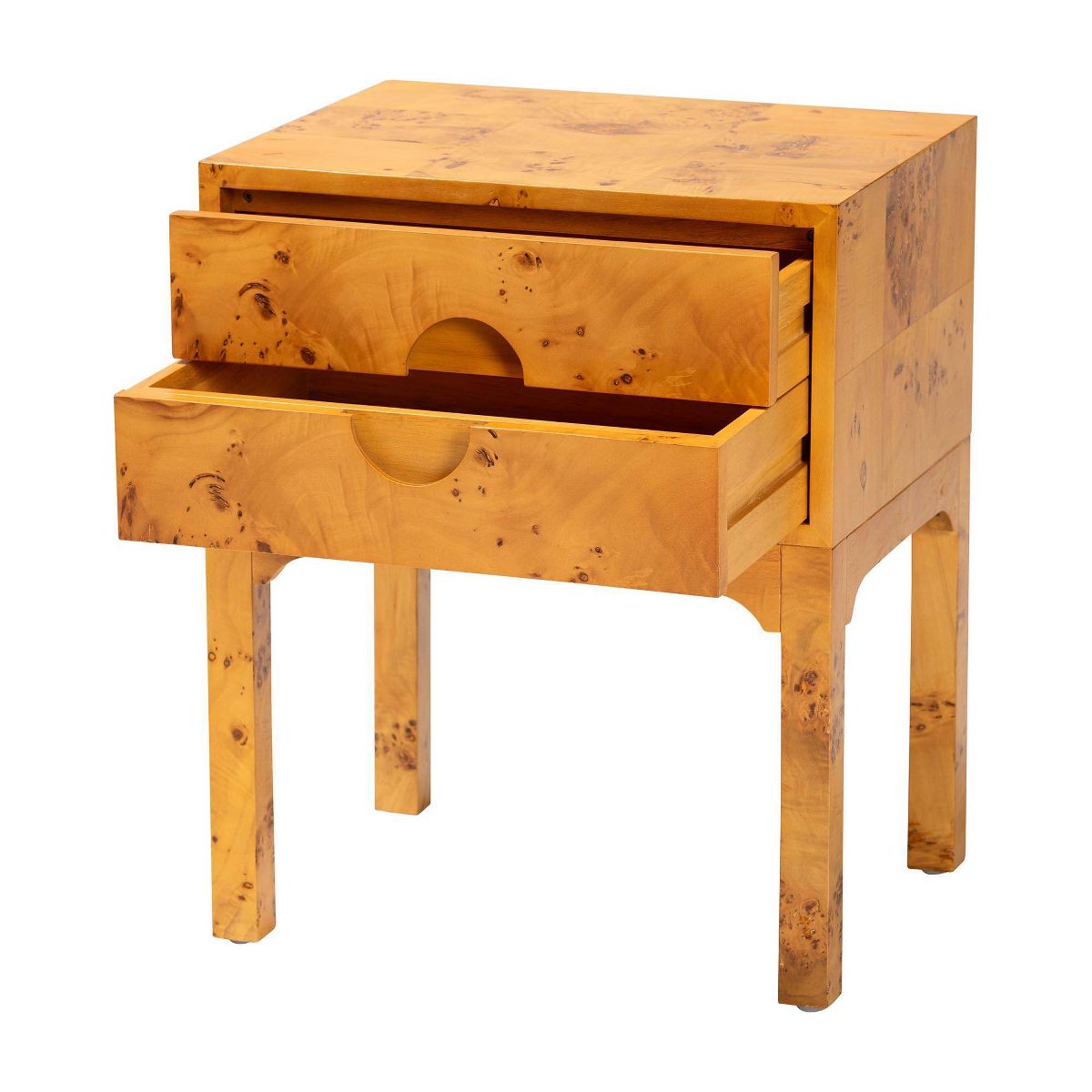 bali & pari Kayla Wood 2 Drawer Nightstand Light Mappa Burl - thumbnail 6