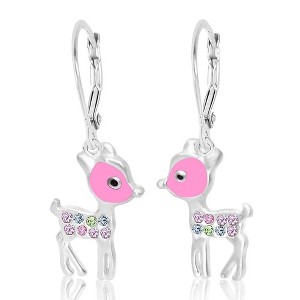 Chanteur Hypoallergenic Kids Jewelry Accessories Deer Crystal White Gold Palladium Plating Earrings leverback is made from 925 Sterling silver - 1 of 1