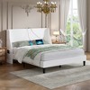 VECELO Upholstered Full/Queen Size Bed Frame with Headboard & Wingback, Platform Bed with USB & Type-C Ports - 3 of 4