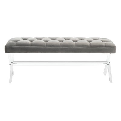 Tourmaline Tufted Acrylic Bench Dark Gray - Safavieh