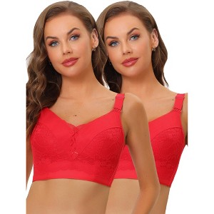 Allegra K Women's Wide Straps Full Coverage Longline Hem Wirefree Bralettes 2 Packs - 1 of 4