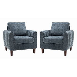 Set of 2 Deionides Tufted Wooden Upholstered Comfy Club Chair For Bedroom And Living Room With Wood Legs| ART OF LIVING DESIGNS - 1 of 4