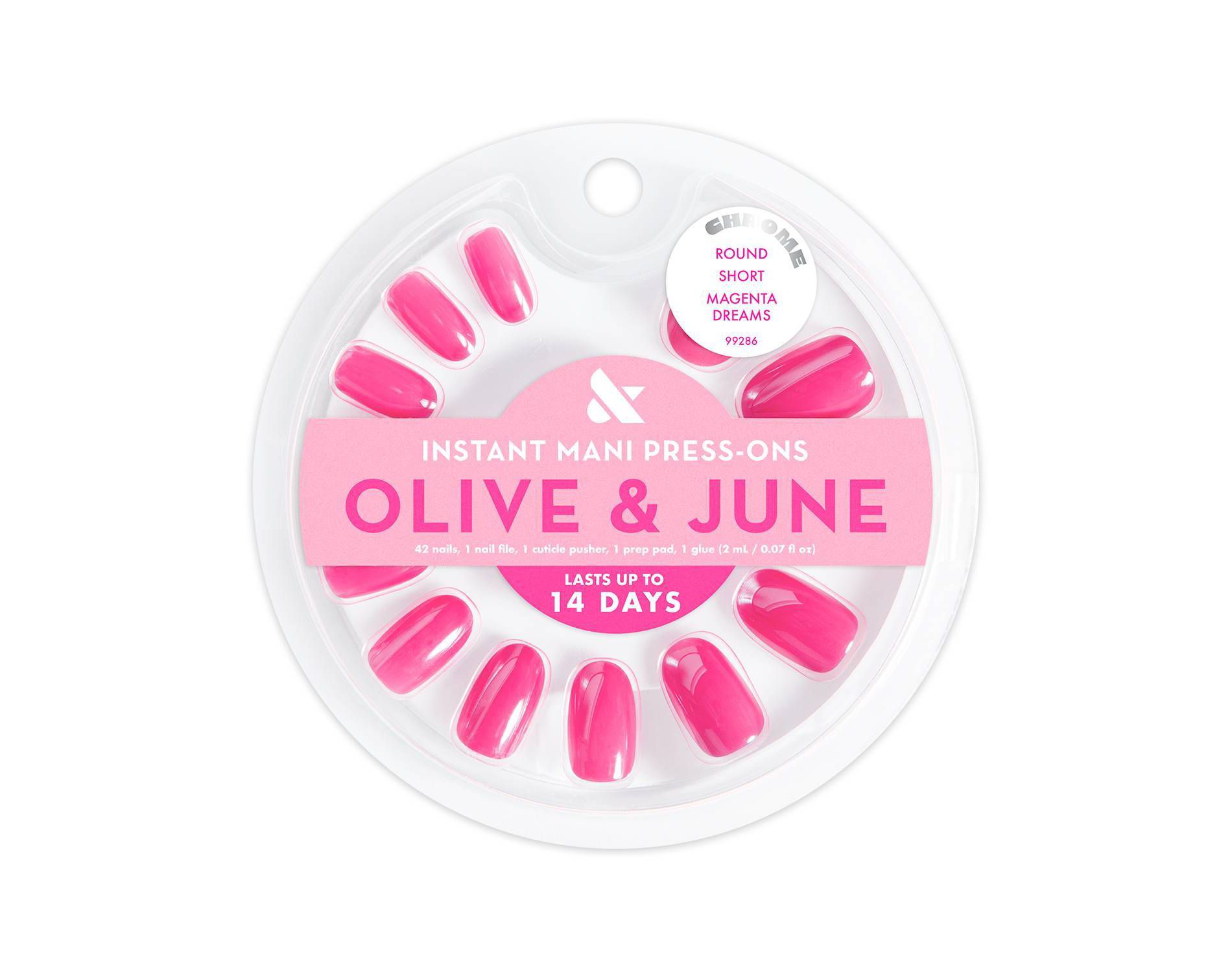 Olive & June Press-On Fake Nails - S Round - Magenta Dreams - 42ct