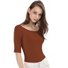 INSPIRE CHIC Women's Half Sleeves Scoop Neck Fitted Layering Soft T-Shirt - 2 of 4