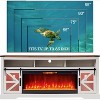 SinCiDo Fireplace TV Stand for 85" TV, w/ Sliding Barn Doors, Remote Control Adjustable 3D Fireworks and LED Lamp, w/ 42" Electric Fireplace TV Stand - 3 of 4