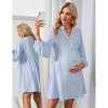 Maternity Swiss Dot Dress V Neck Long Sleeve Button Down Baby Shower Midi Dress Photoshoot - 2 of 4